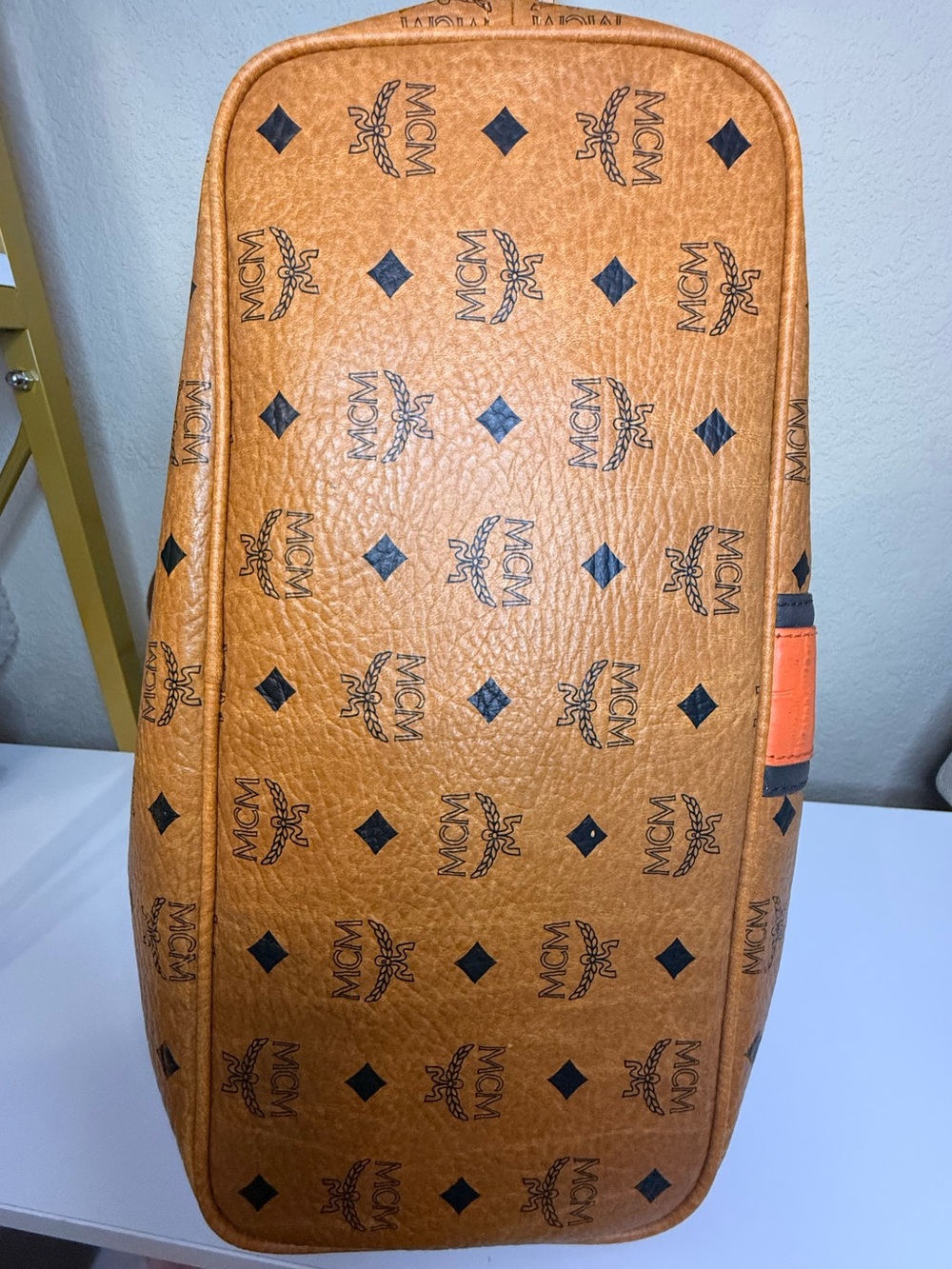 MCM Cognac Tote with Orange Center Stripe - Picture 13 of 16